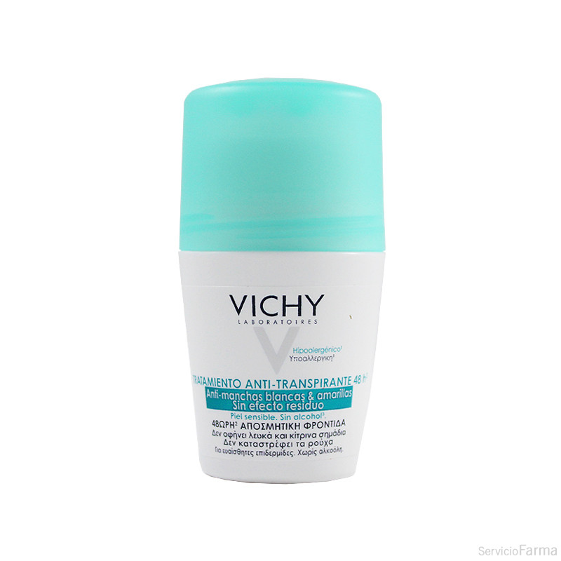 Vichy Desodorante Tratamiento Antitranspirante 48H Anti-manchas Amarillas y Blancas 50 ml
