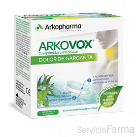 Arkovox dolor de garganta Menta Eucalipto 20 comprimidos