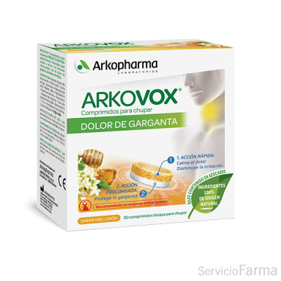 Arkovox dolor de garganta miel y limón 20 comprimidos