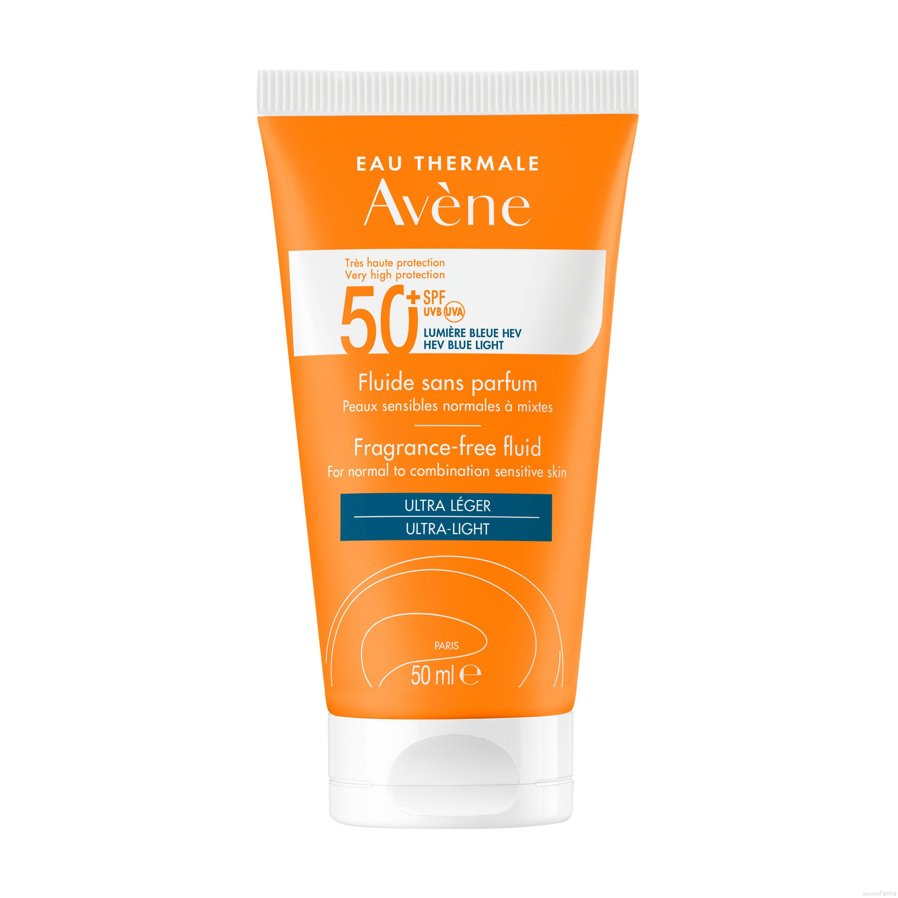 Avene Solar Fluido Ultraligero SIN PERFUME SPF50+ 50 ml