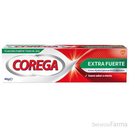 Corega Extra Fuerte Crema Prótesis Dentales Sabor menta 40 g