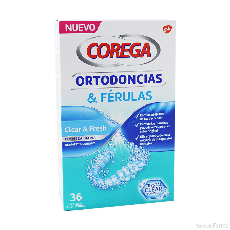 Corega Ortodoncias & Férulas 36 Tabletas Limpiadoras