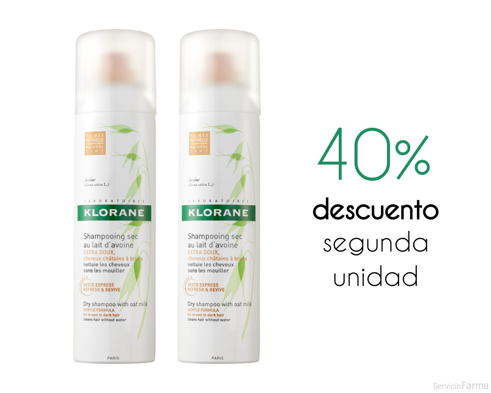 Duplo Klorane Champú Seco con COLOR Leche de Avena Extrasuave 2 x 150 ml