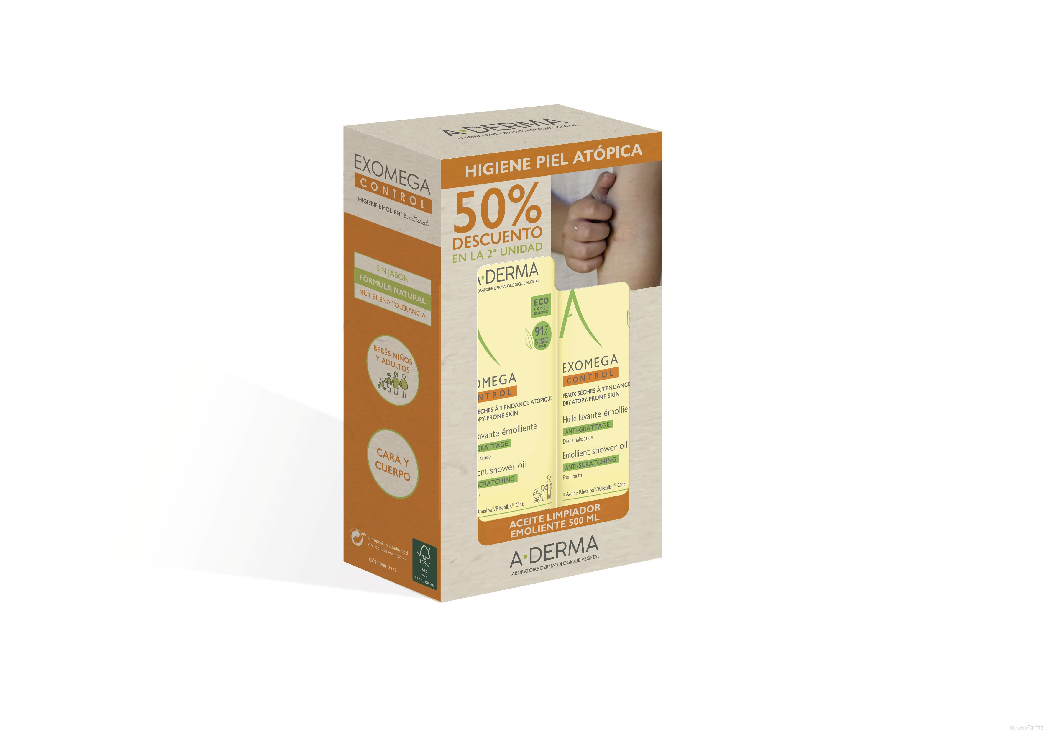 Duplo Aderma Exomega Aceite Limpiador emoliente 2 x 500 ml