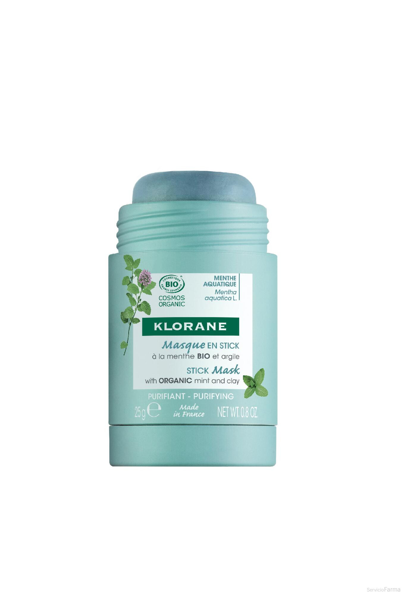 Klorane Mascarilla facial en stick a la Menta BIO y arcilla 25 g