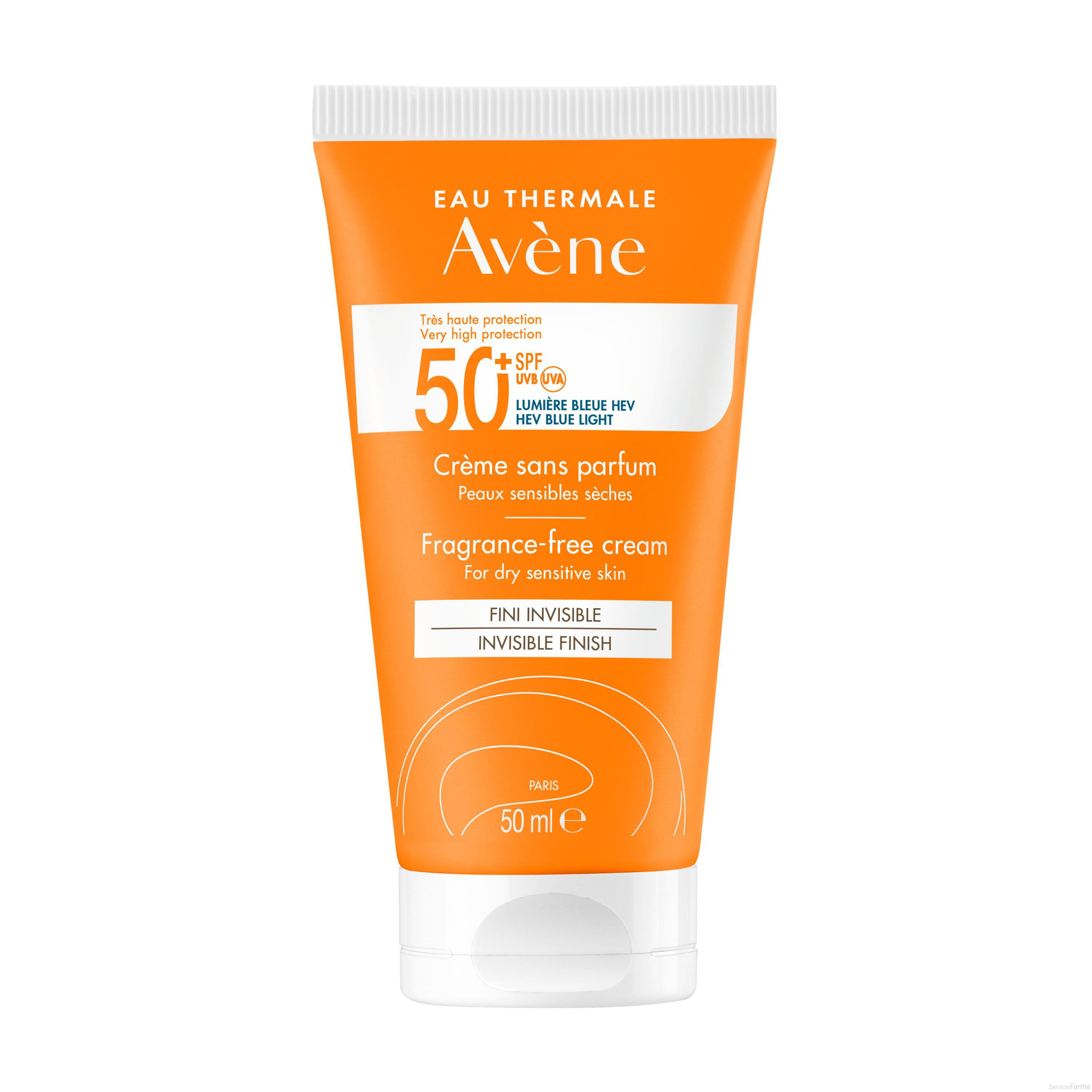 Avene Solar Crema Pieles secas SIN PERFUME SPF50+ 50 ml