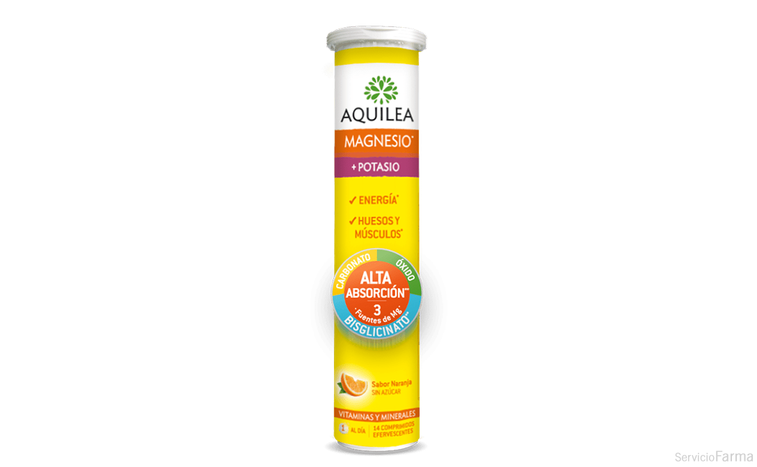 Aquilea Magnesio + Potasio Sabor Naranja 14 comprimidos efervescentes