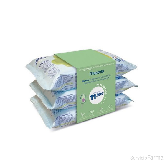 Mustela Pack Ahorro Trio Toallitas con aguacate BIO 3 x 60 uds