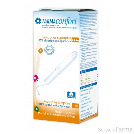 Tampones con aplicador Superplus 100% algodón - FarmaConfort (14 uds)