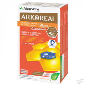 Arkoreal Jalea Real Fresca 1000 mg Vitaminada sin azúcares Energía y Defensas 20 ampollas Arkopharma 