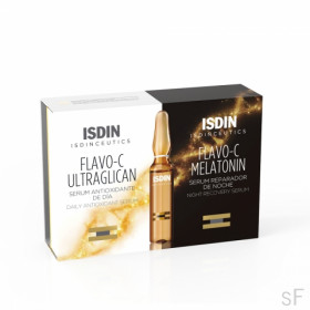 Isdinceutics Flavo-C Noche Melatonin 10 ampollas + Día Ultraglican 10 ampollas