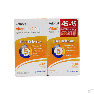 DUPLO Reforvit Vitamina C Plus Extra Defensas Sabor naranja 2 x 30 comprimidos efervescentes