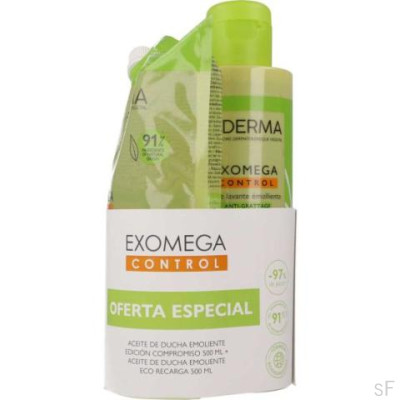 PACK Aderma Exomega Control  Aceite de ducha emoliente + Aceite Eco recarga 500 ml